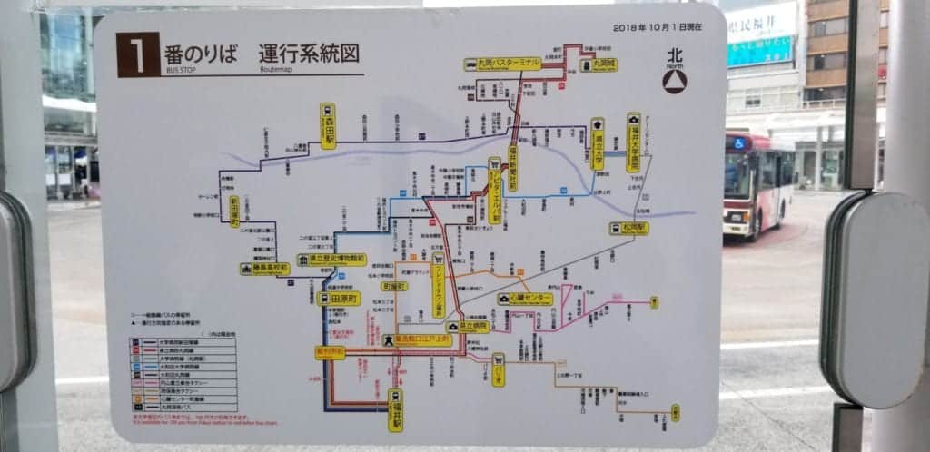 Bus map to get to Maruoka Castle from Fukui