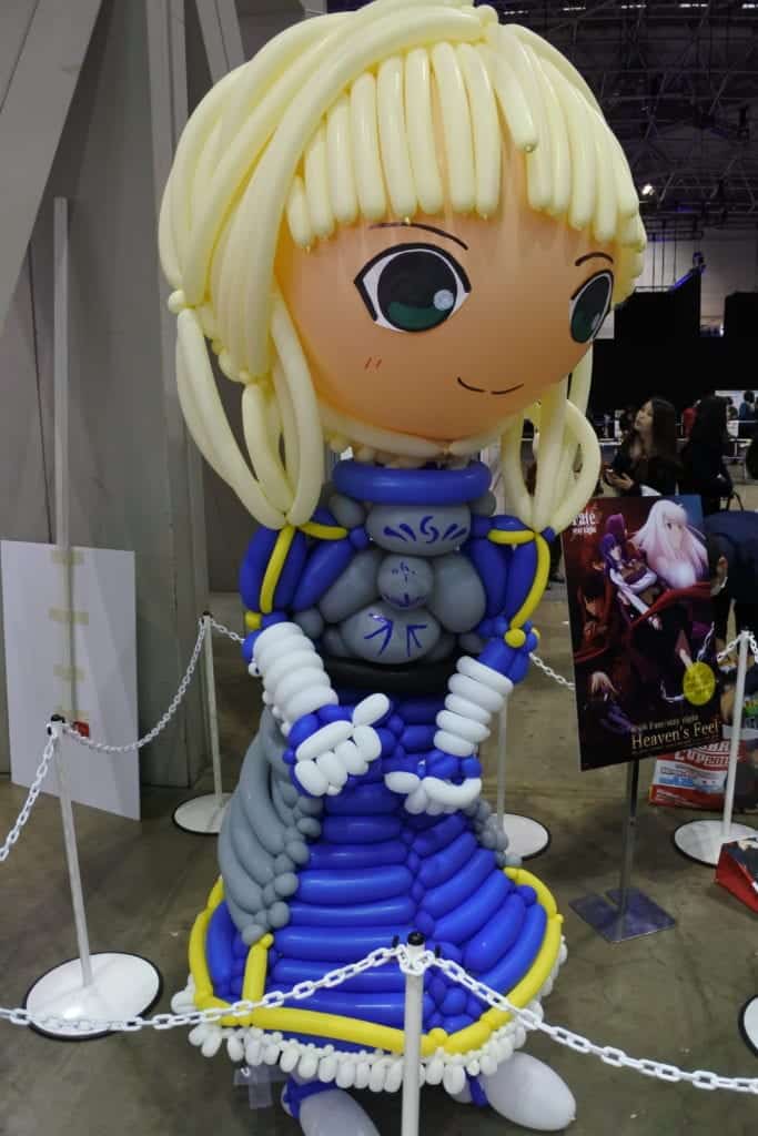 7 ft tall balloon figure of Saber from the Fate series