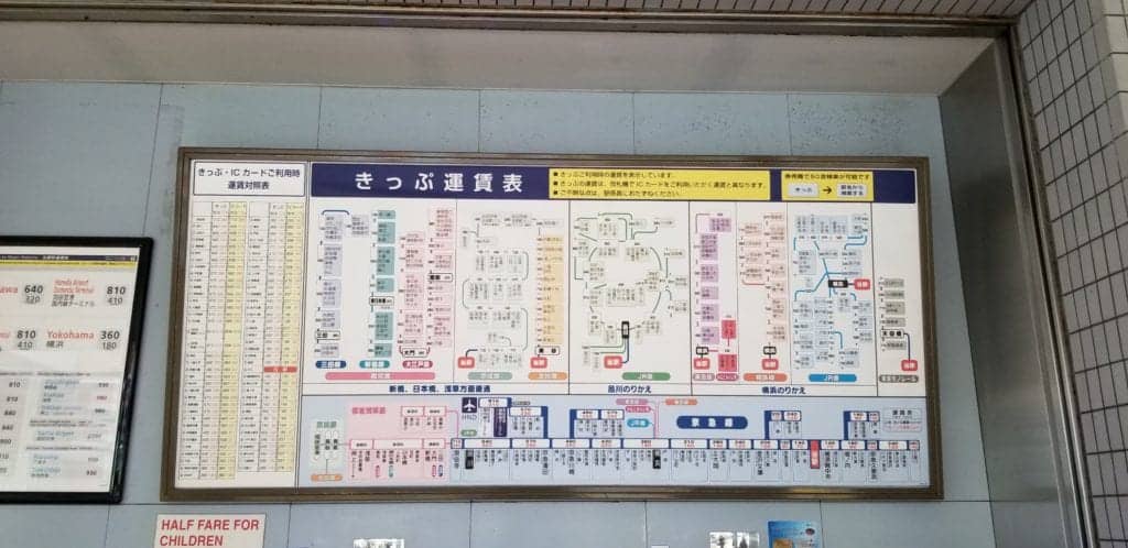 Train Map in Station for Fares on the Keikyu Line