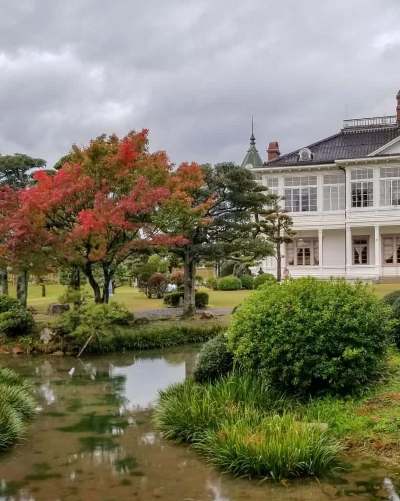 The Colonial House, Jinpukaku, sits at the base of the Tottori Castle Ruins can be visited to see the splendor of new wonders - like electricity - brought to the prefecture in the Meiji era and a Japanese Garden outside