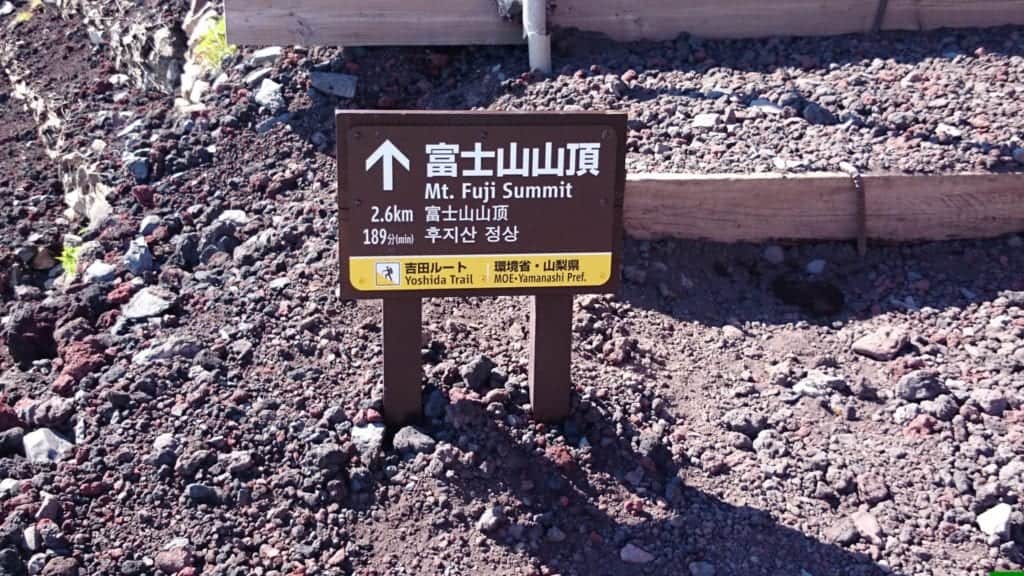 Sign for the Yoshida Trail to get to Mount Fuji Summit