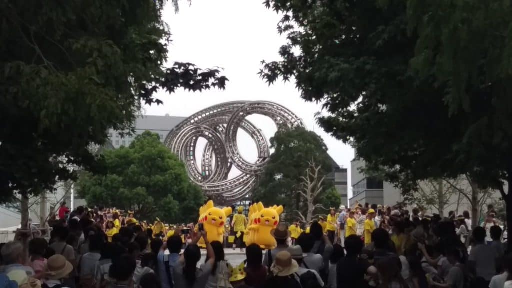 Pikachus marching through minato mirai in Yokohama Japan