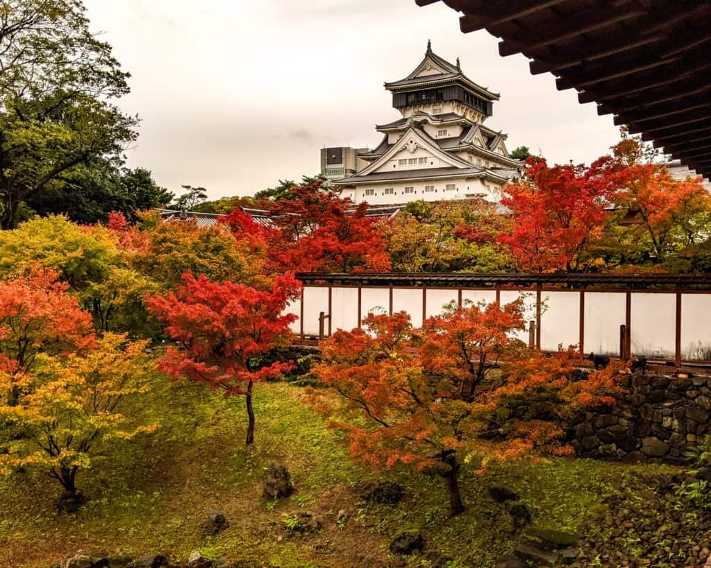 Kokura Castle as seen from Kokura Castle Gardens in Kitakyushu Japan