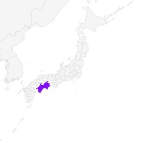 Map of Japan with the area of Shikoku highlighted